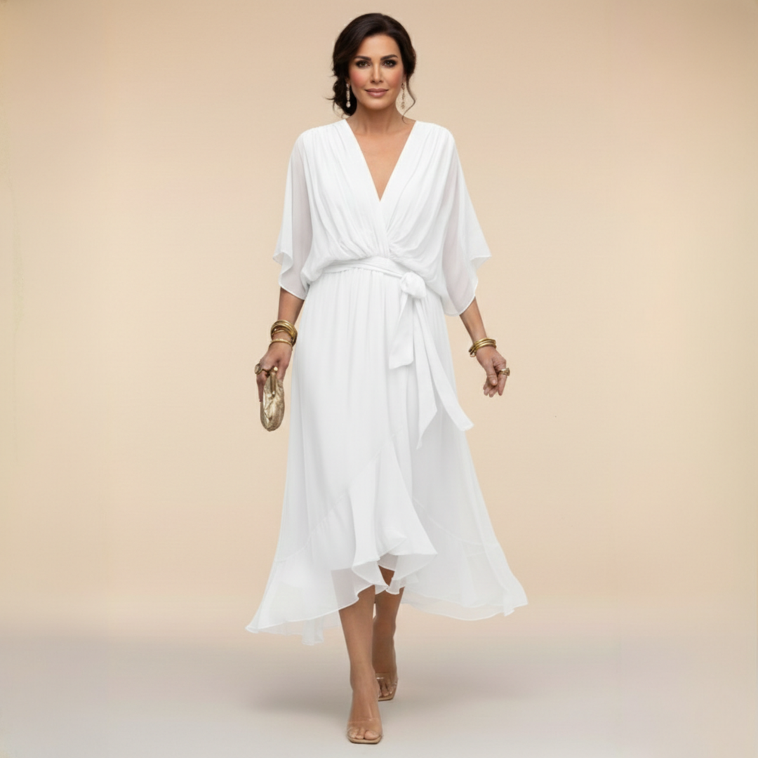 Harmonie - Satin V-Neck Dress