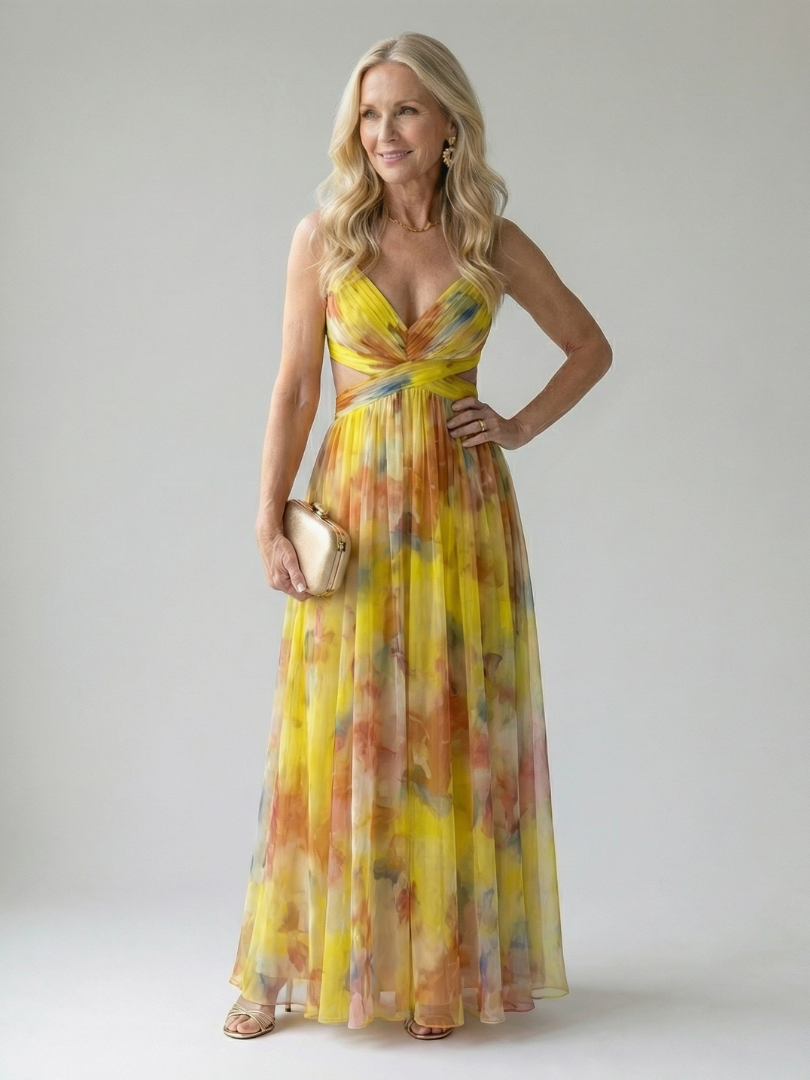 Edana - Long Ombre Dress with Thin Straps
