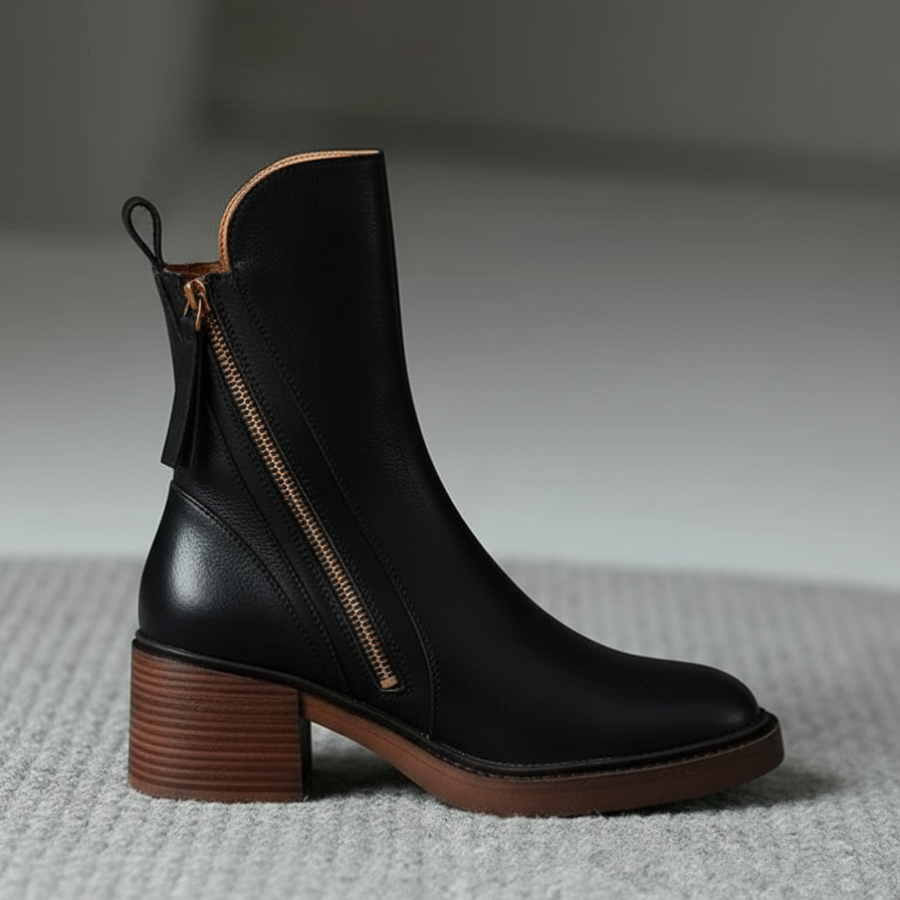Whitney - Round Toe Block Heel Boots