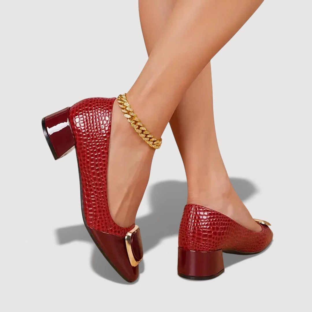 Fiorella - Croc-Effect Block Heels