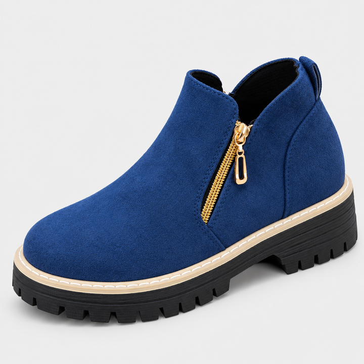 Carly - Double Zip Suede-Look Ankle Boots
