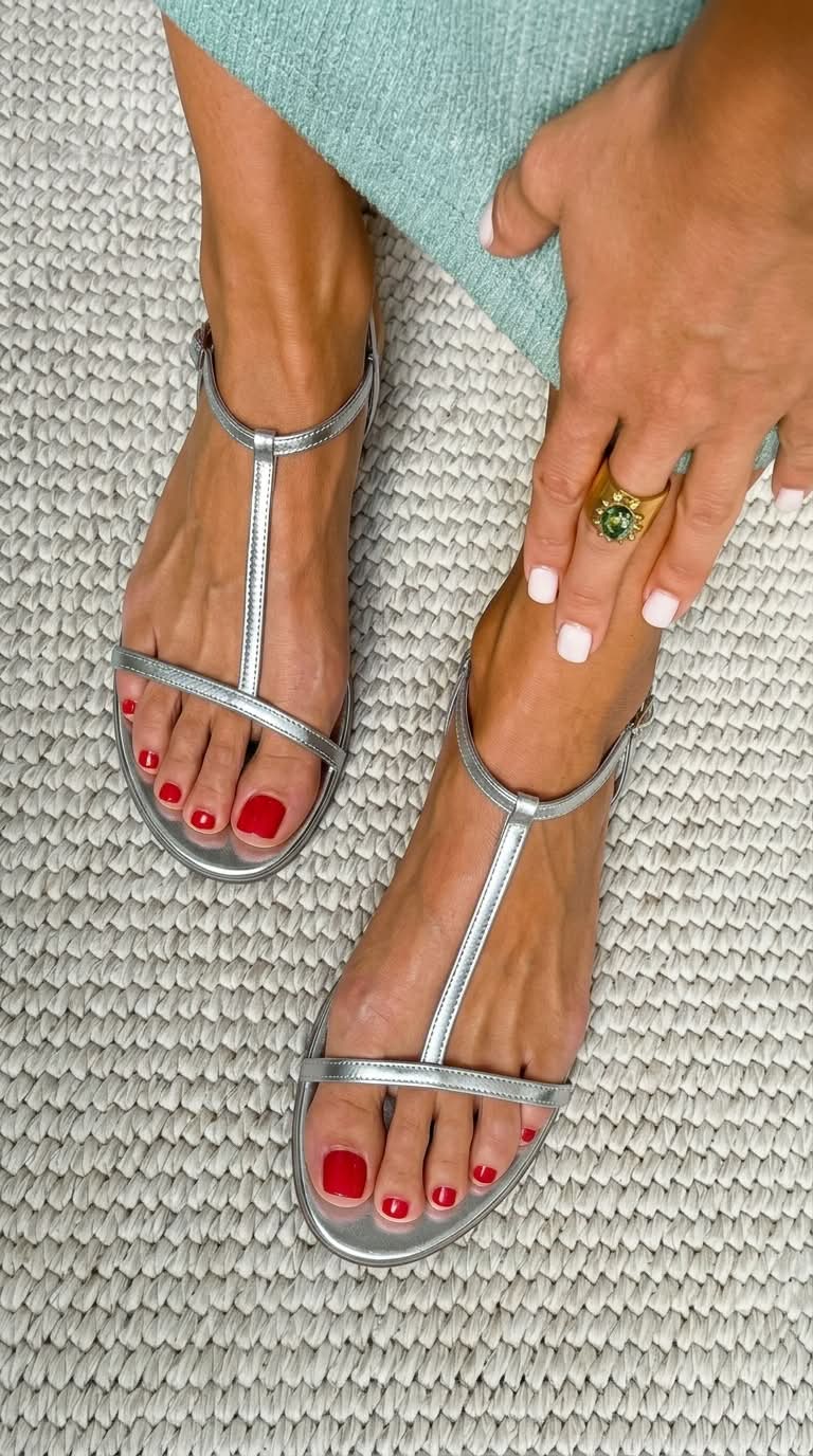 Angelique - Flat Sandals with Gold Detail