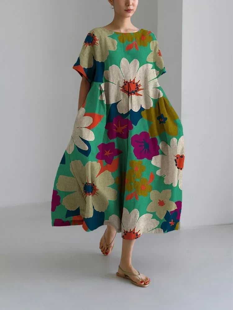 Sofia - Sage Green Floral Midi Dress