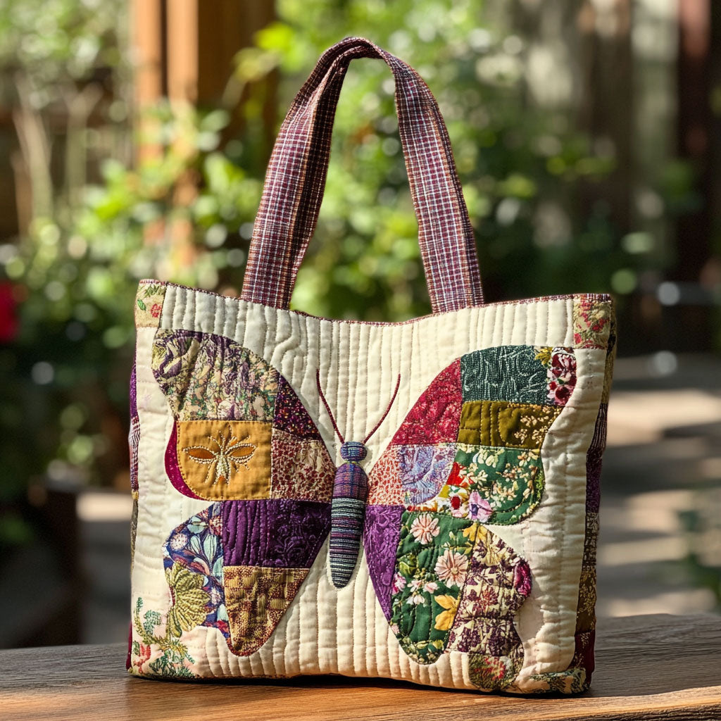 Bolsa Tote de Herencia con Acolchado de Mariposa