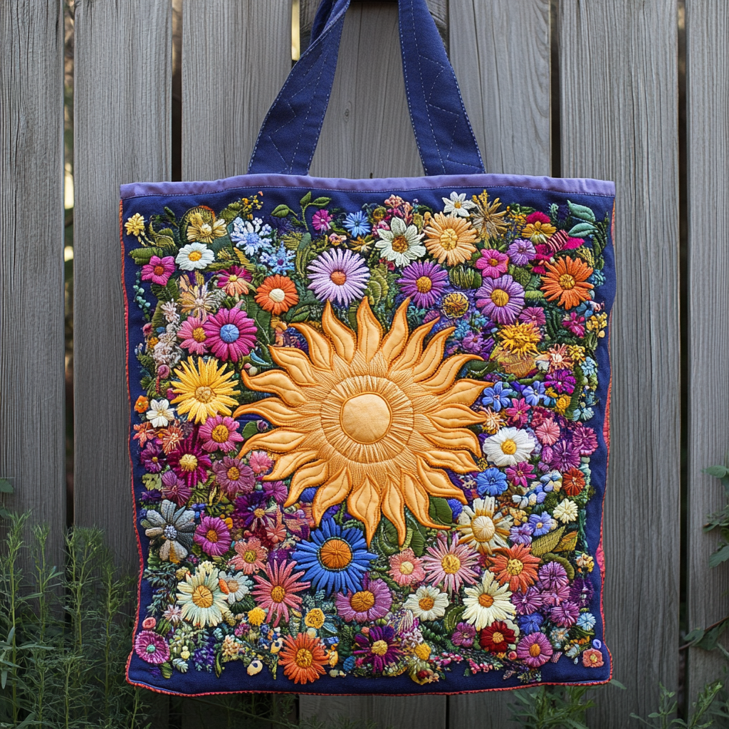 Bolso Tote Acolchado de Flores Silvestres