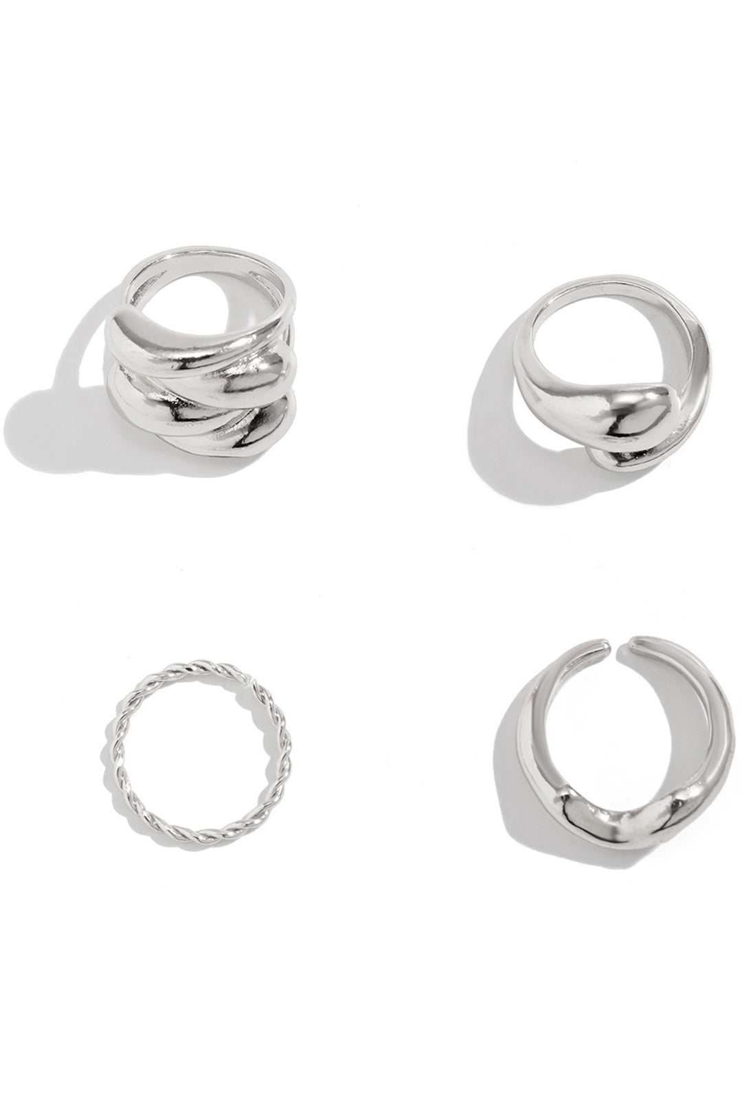 Jayla - 4-Piece Metallic Ring Set