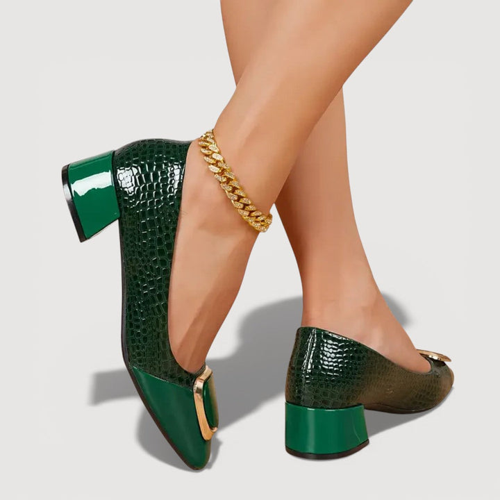Fiorella - Croc-Effect Block Heels
