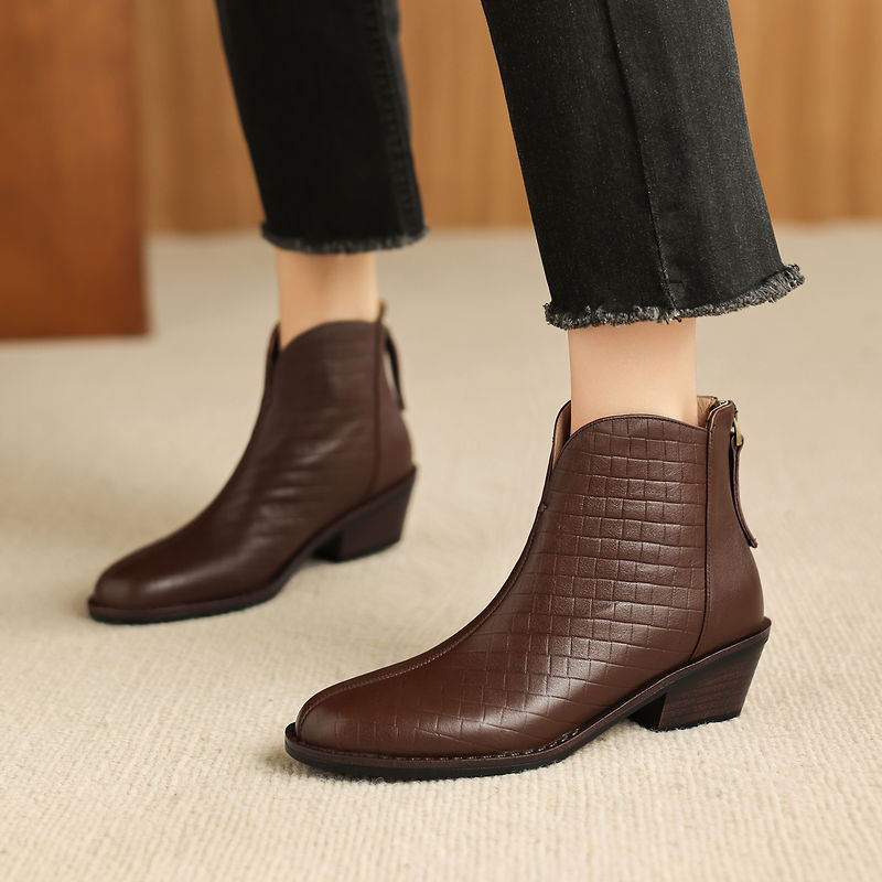 Dulcie - Genuine Leather Straight Shaft Boots