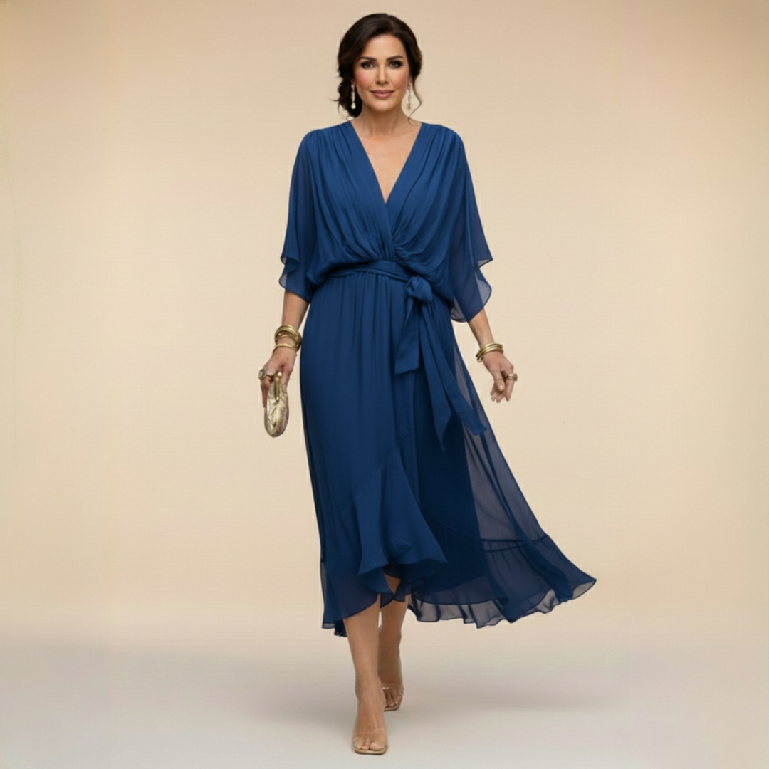 Harmonie - Satin V-Neck Dress