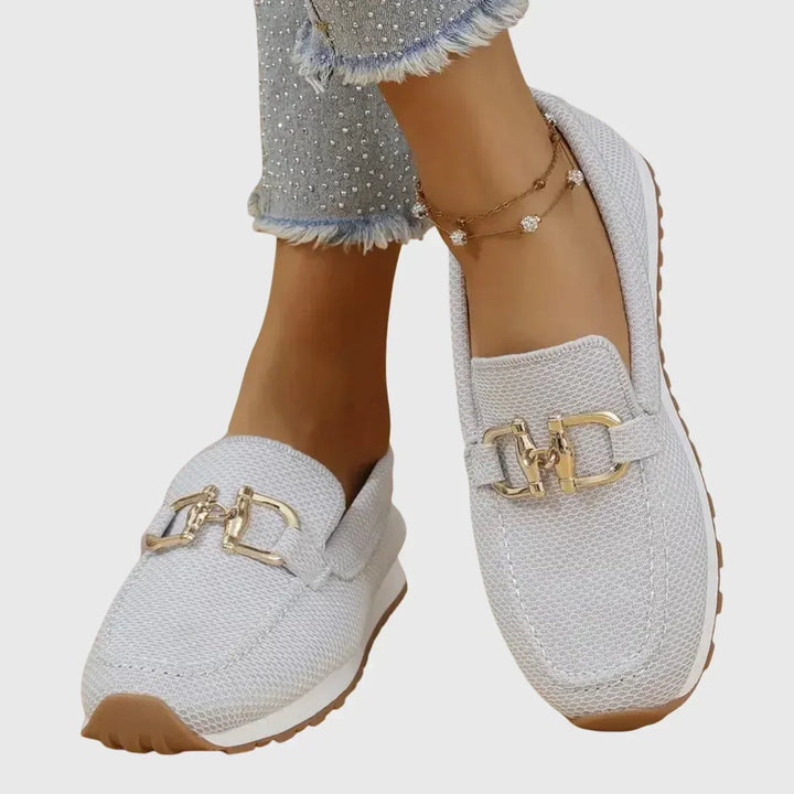 Alexandrine - Sporty Gold Buckle Loafers