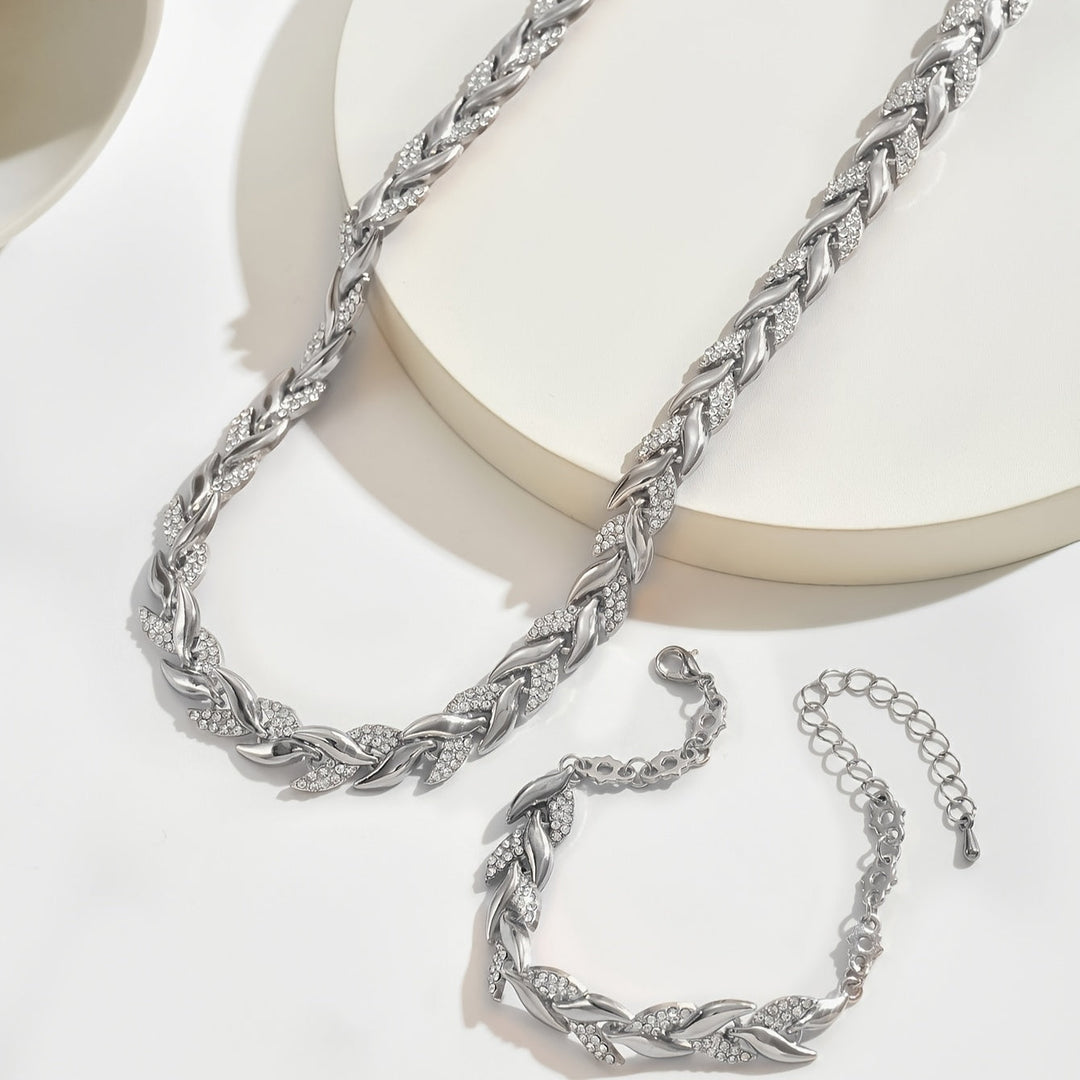 Claudette - Herringbone Necklace and Bracelet Set