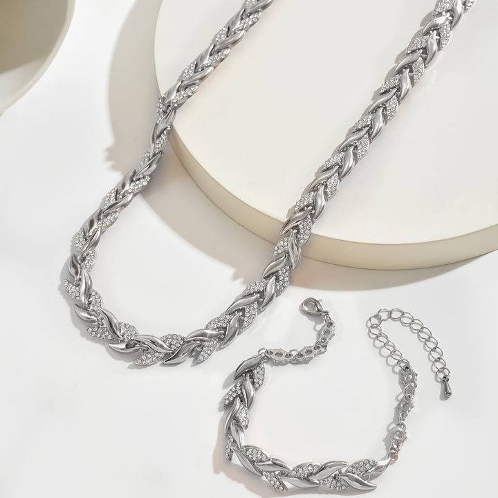 Claudette - Herringbone Necklace and Bracelet Set