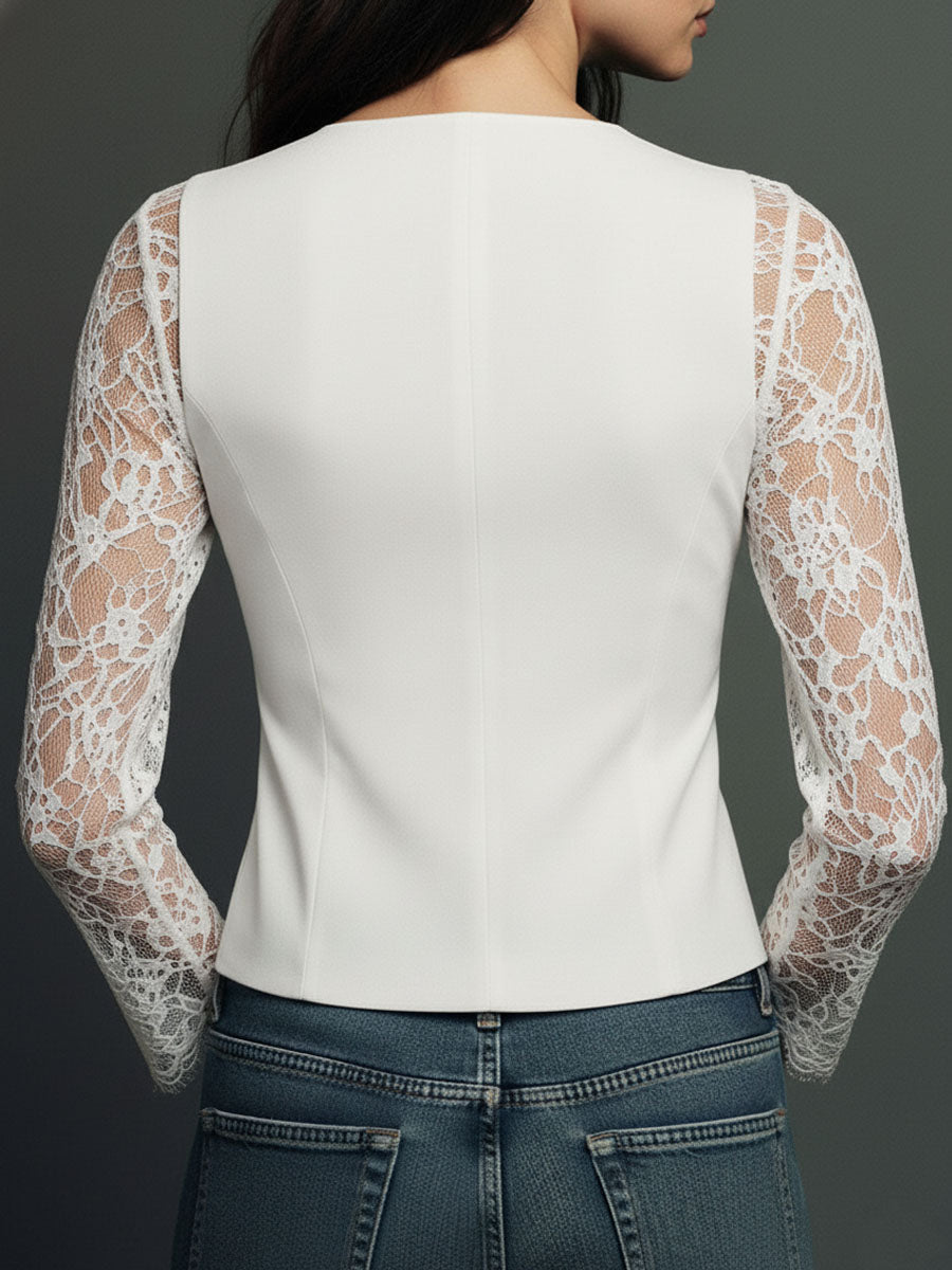 Zelda - Elegant Blazer with Lace Sleeves