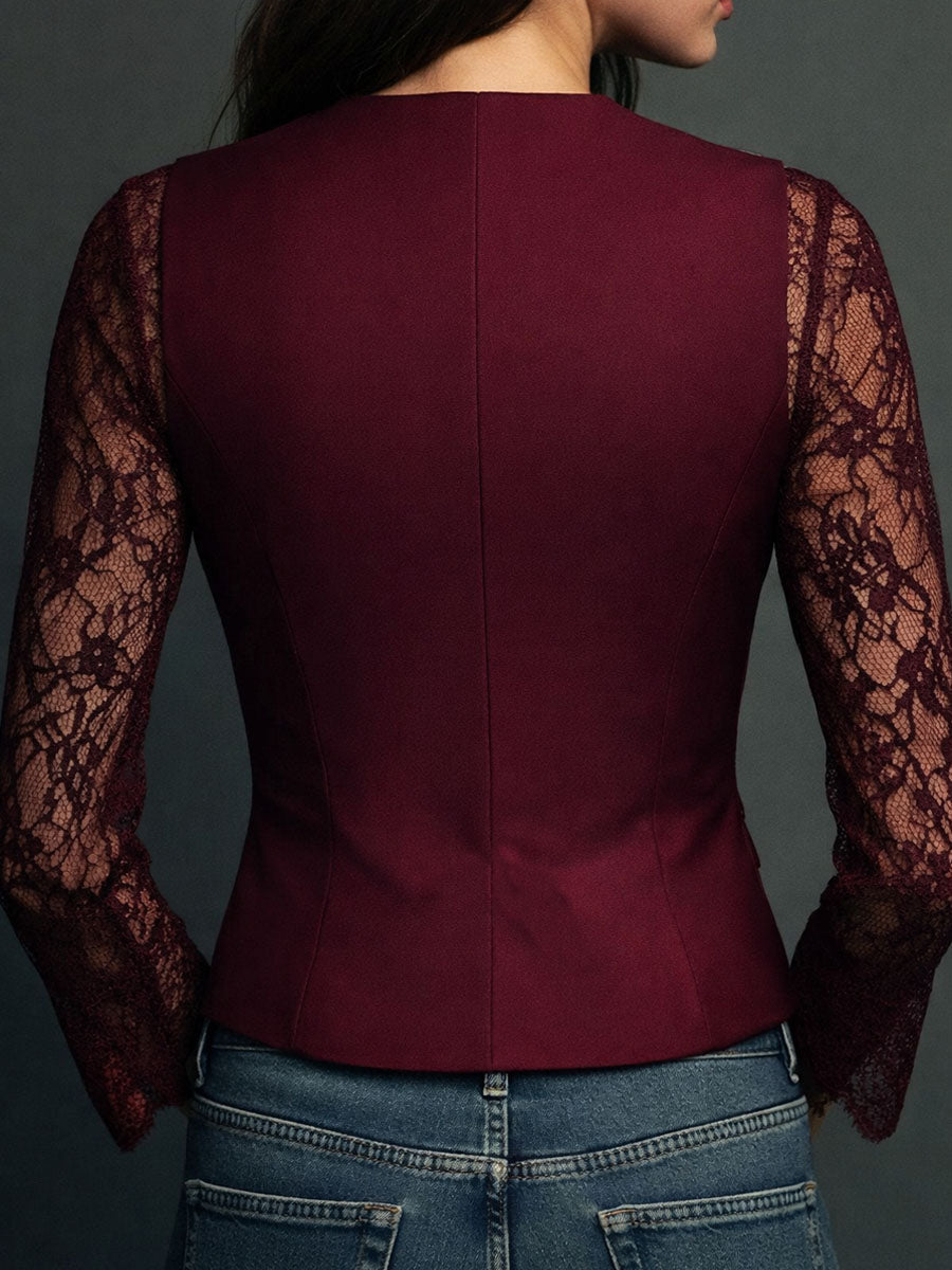 Zelda - Elegant Blazer with Lace Sleeves