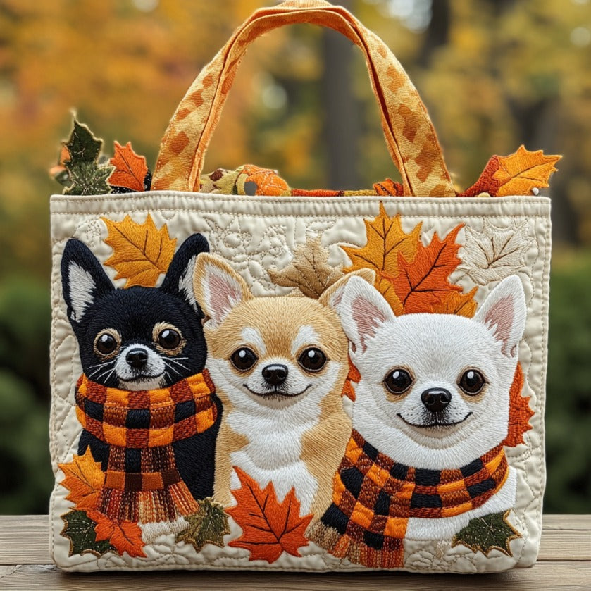 Bolsa Tote Acolchada Chihuahua de Otoño
