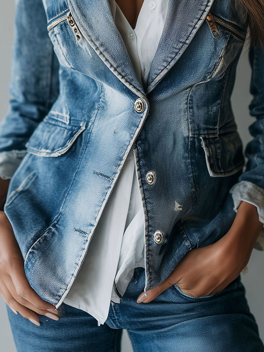 Hollis - Vintage Washed Denim Blazer