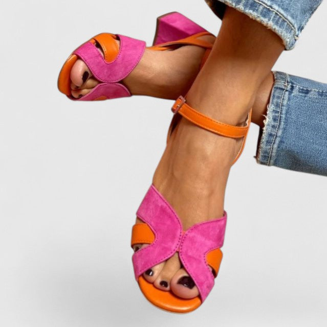 Annelie - Colourblock Block Heel Sandals