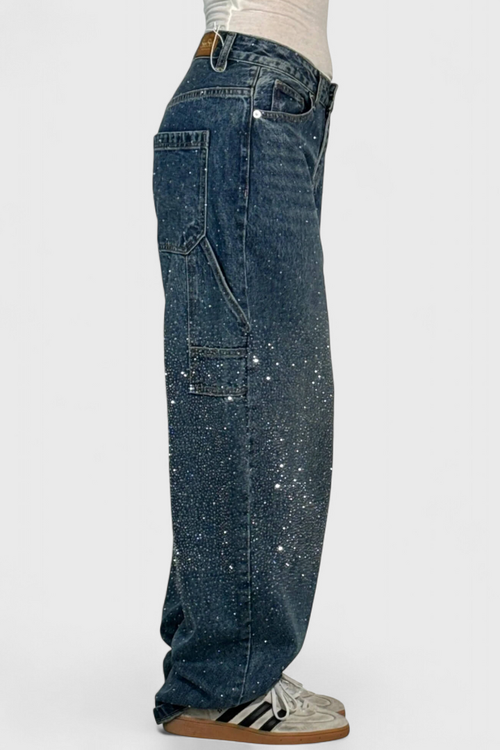 Ariel - Rhinestone Balloon Cargo Jeans