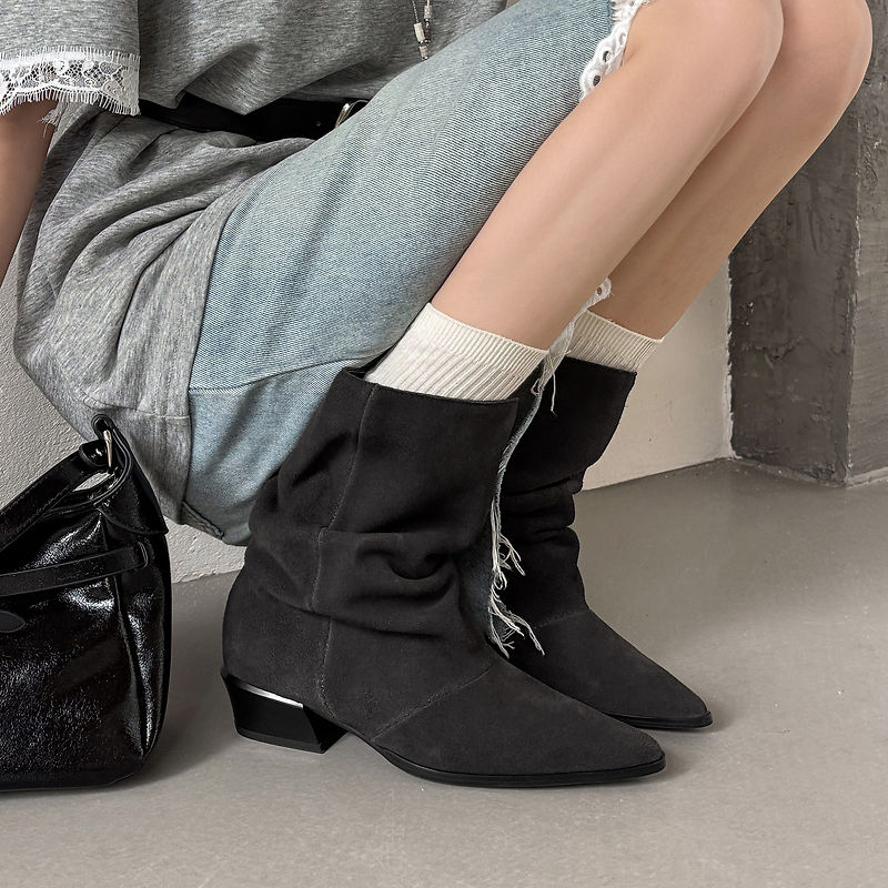 Bronwyn - Genuine Leather Western Ankle Boots