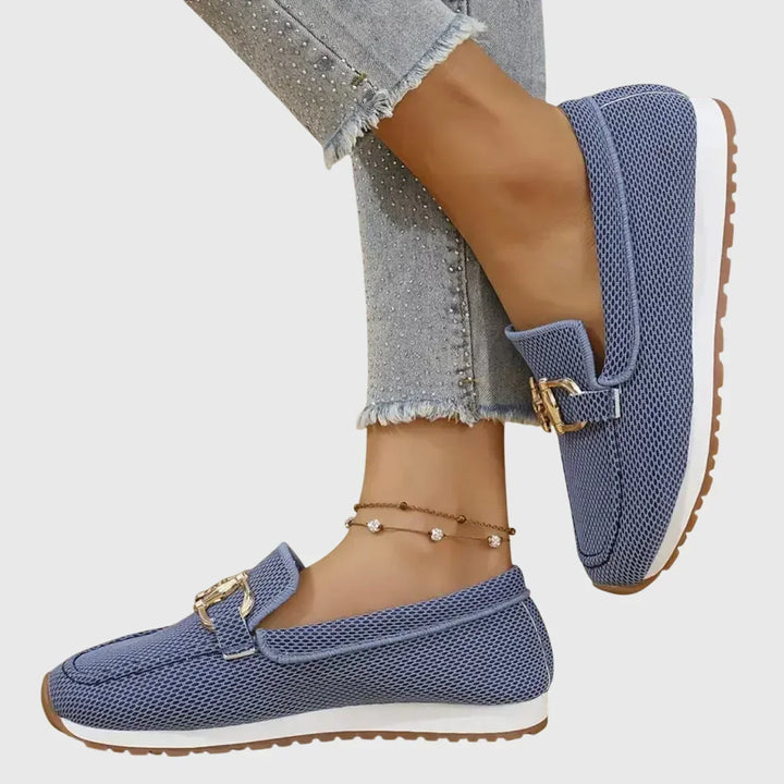 Alexandrine - Sporty Gold Buckle Loafers