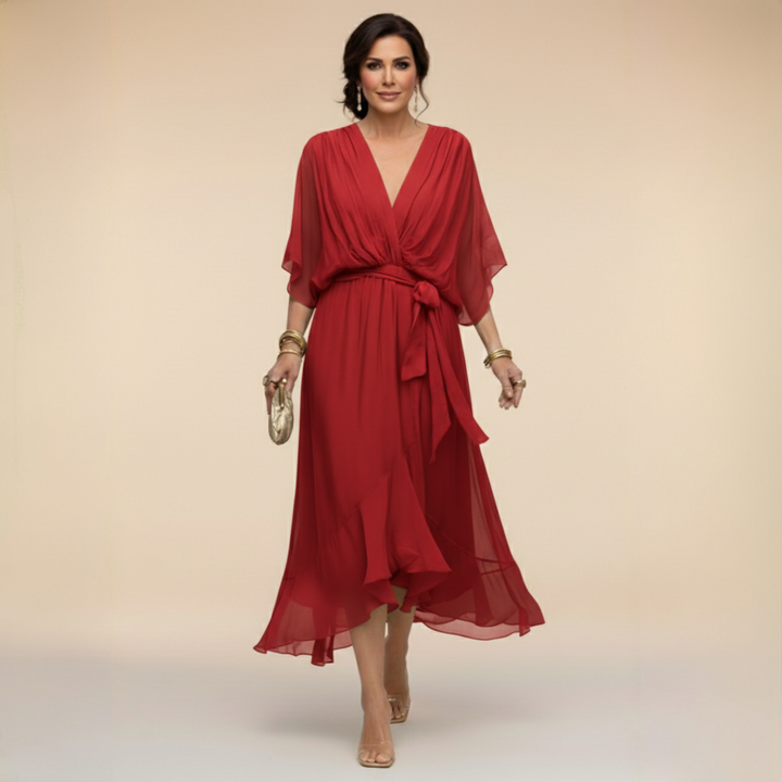 Harmonie - Satin V-Neck Dress