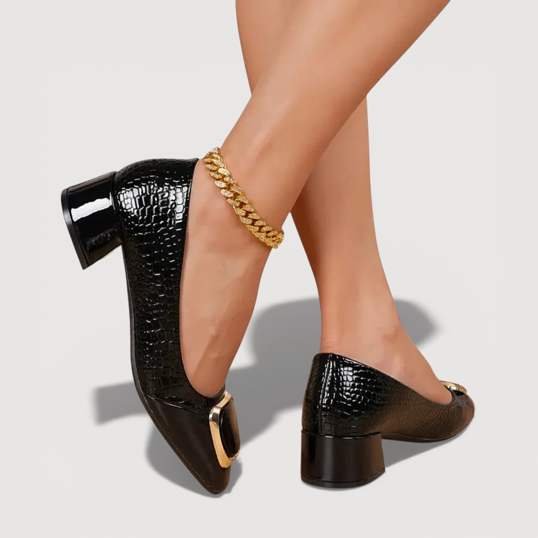 Fiorella - Croc-Effect Block Heels
