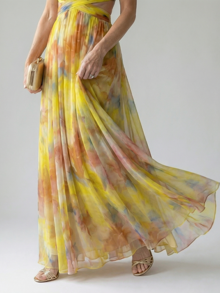 Edana - Long Ombre Dress with Thin Straps