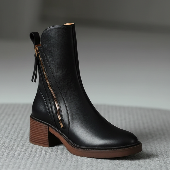 Whitney - Round Toe Block Heel Boots