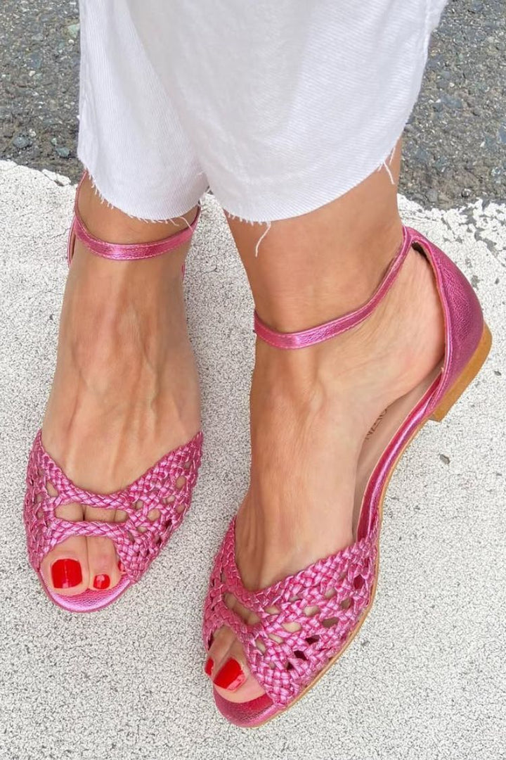 Sonia - Gold Woven Flat Sandals