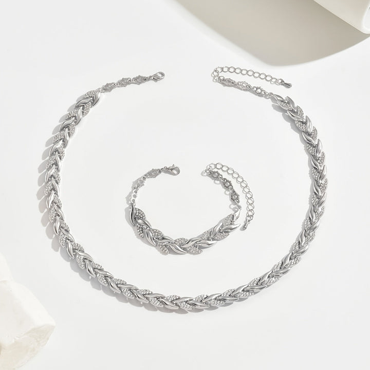 Claudette - Herringbone Necklace and Bracelet Set