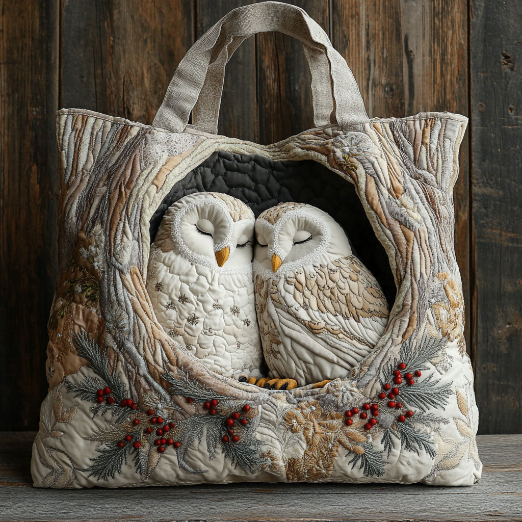 Bolsa Tote Acolchada de Búhos del Bosque