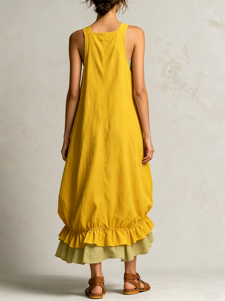 Aderyn - Sleeveless Pocket Tiered Midi Dress