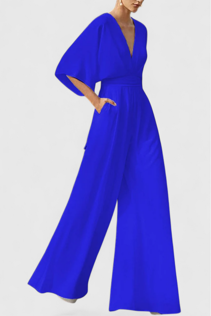 Isabeau - V-Neck Cape Sleeve Jumpsuit