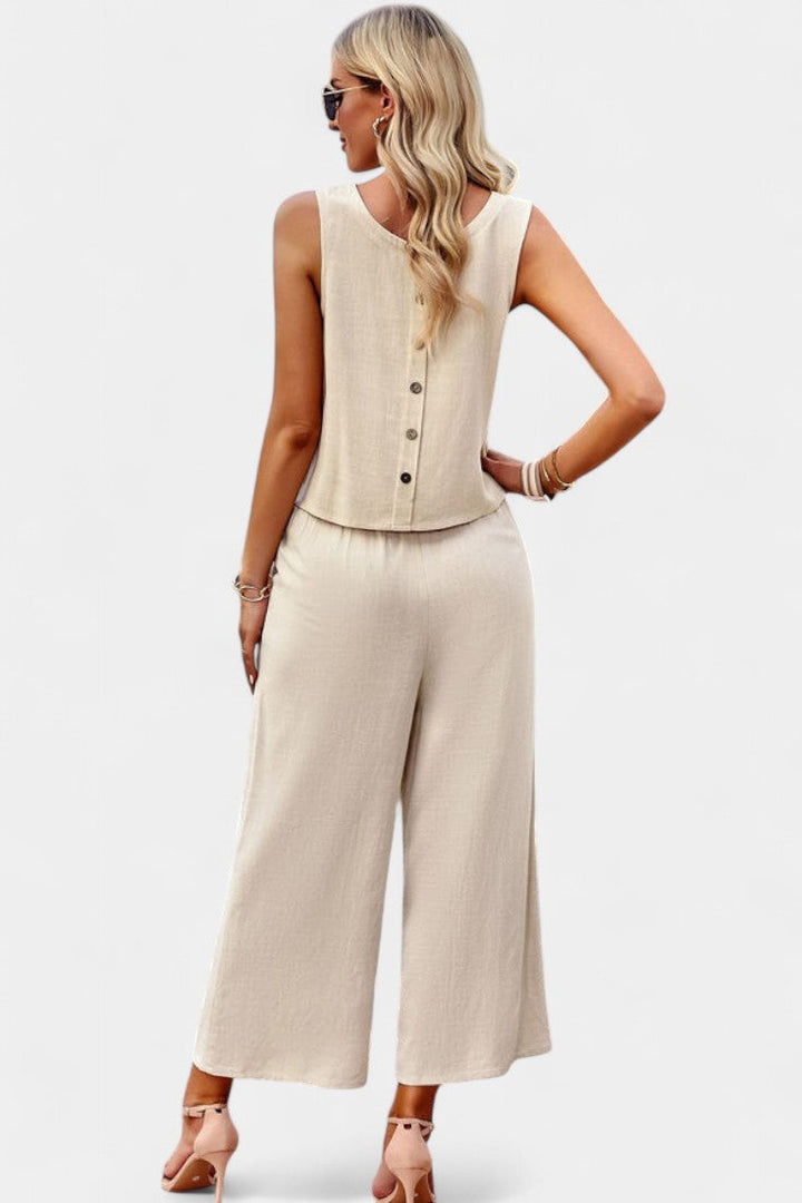 Imelda - Bohemian Linen-Cotton Top and Shorts Matching Set