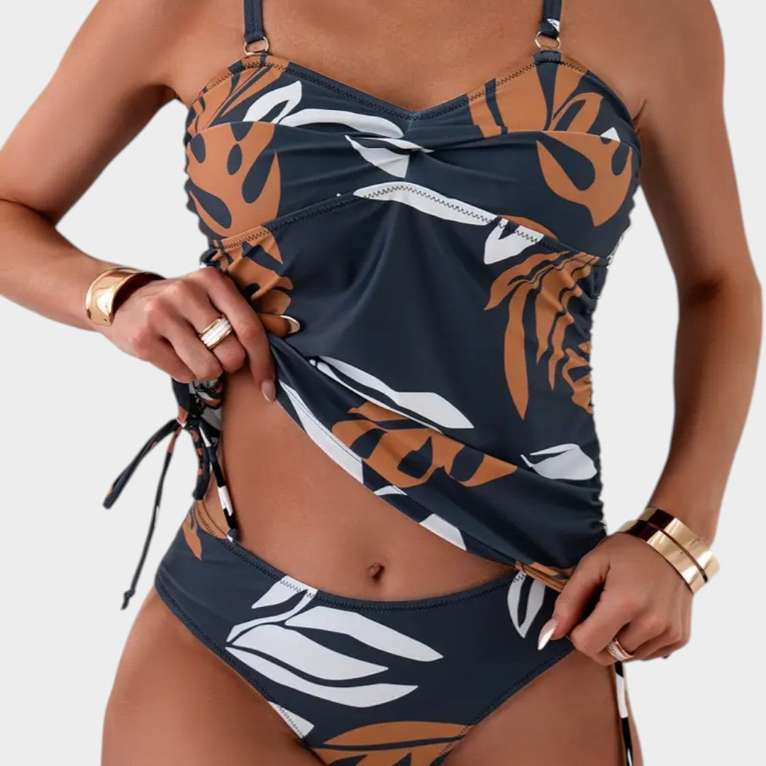 Carlotta - Tropical One-Piece Swimsuit with Side Ties