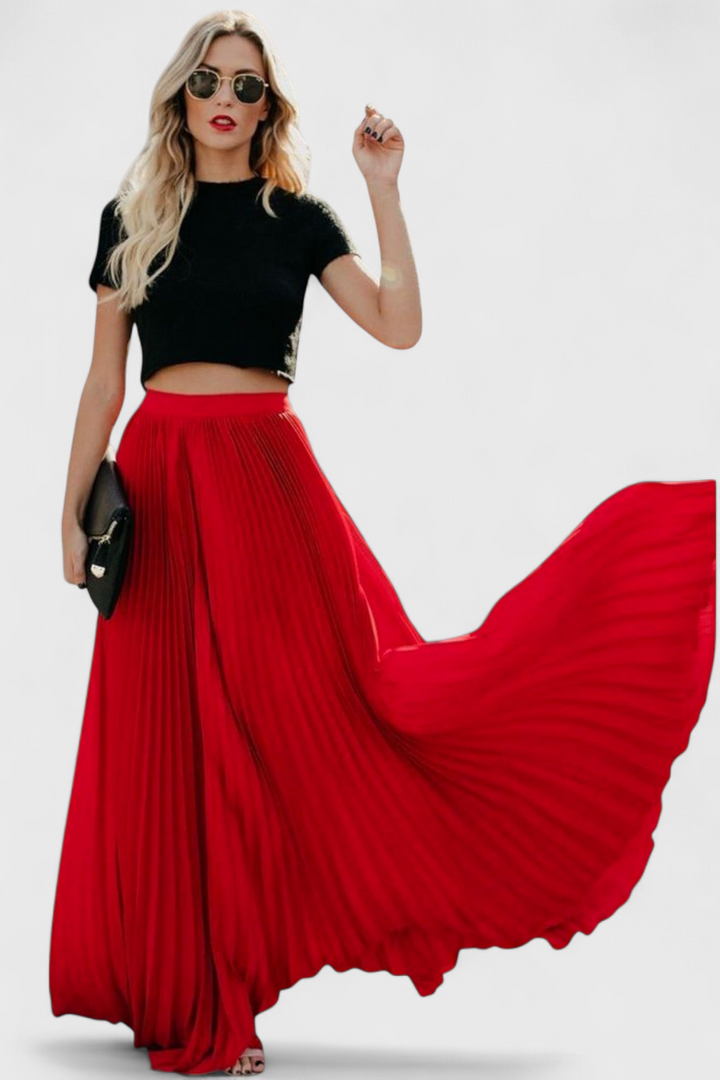 Charlotta - Pleated High Waist Maxi Skirt