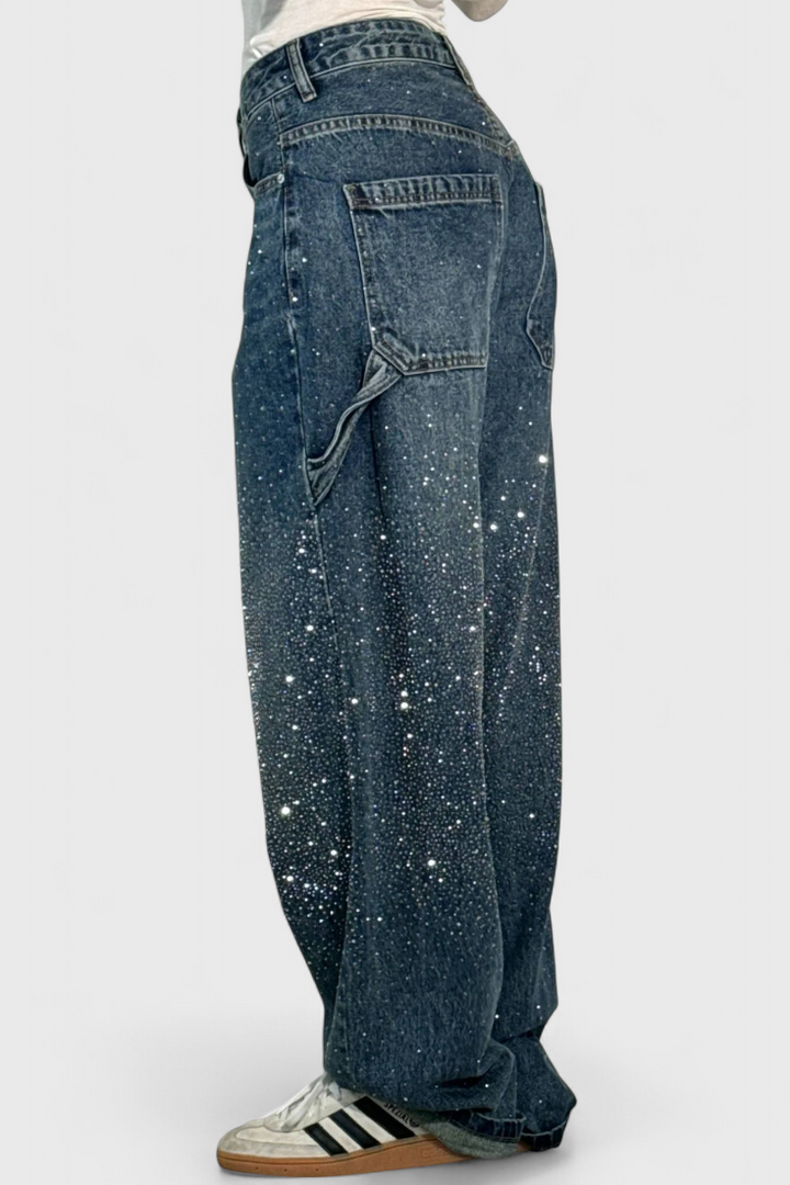 Ariel - Rhinestone Balloon Cargo Jeans