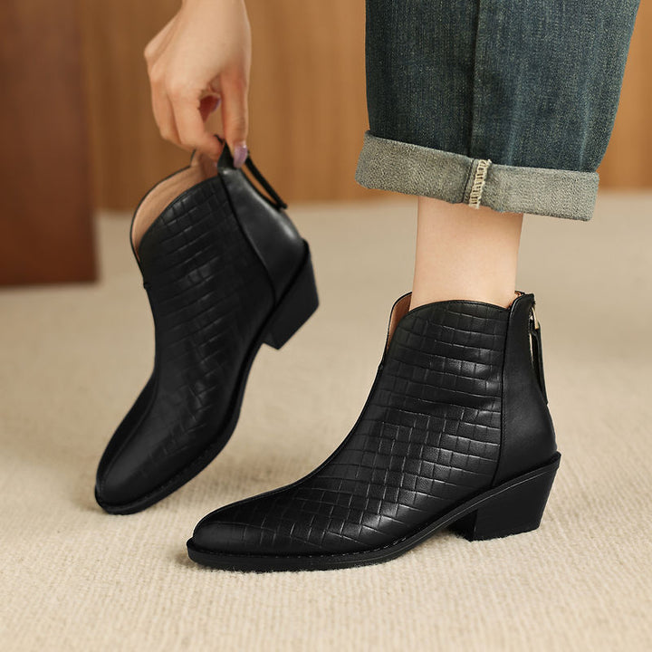 Dulcie - Genuine Leather Straight Shaft Boots