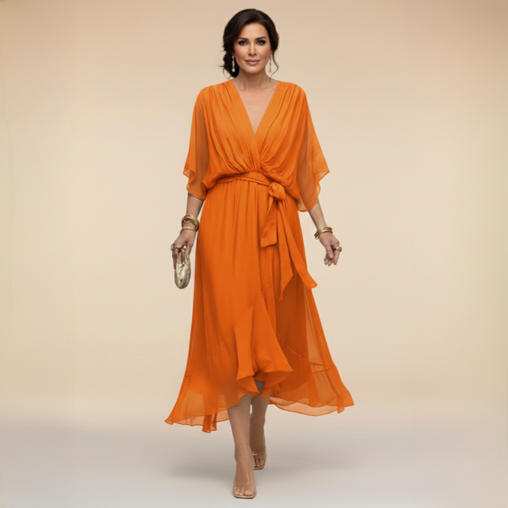 Harmonie - Satin V-Neck Dress