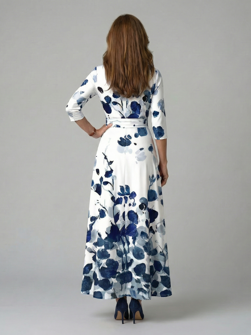 Tammy - Floral Midi Dress with Crossover Neckline