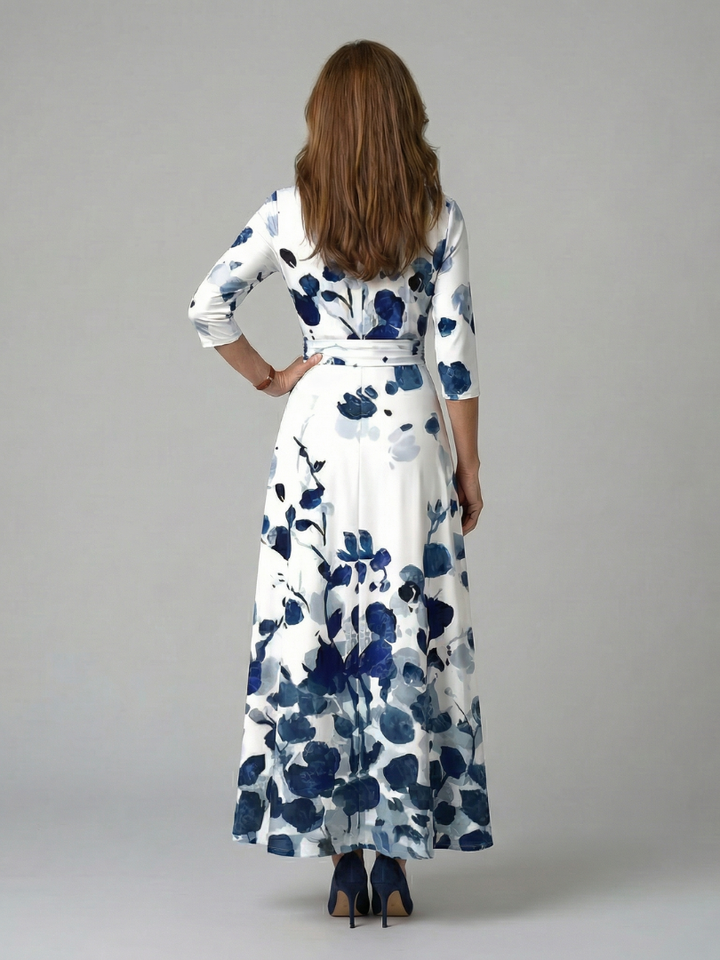 Tammy - Floral Midi Dress with Crossover Neckline