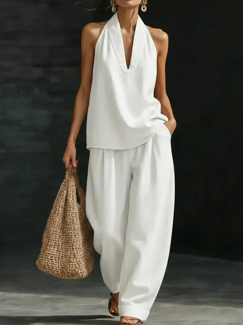 Anika - Plunge-Neck Wide-Leg Jumpsuit
