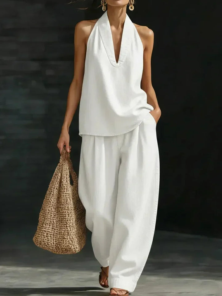Anika - Plunge-Neck Wide-Leg Jumpsuit