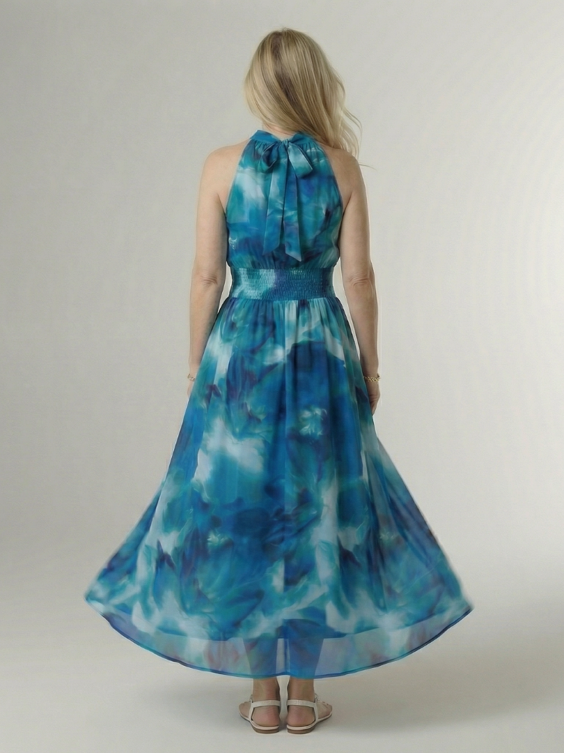 Brittany - Halter Midi Dress with Adjustable Waist
