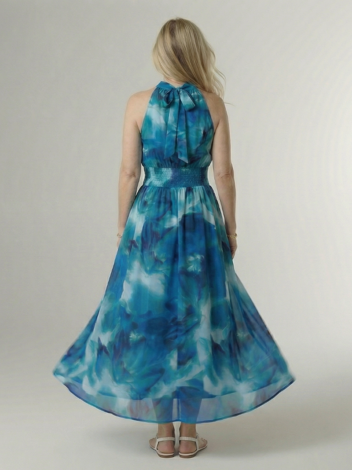 Brittany - Halter Midi Dress with Adjustable Waist