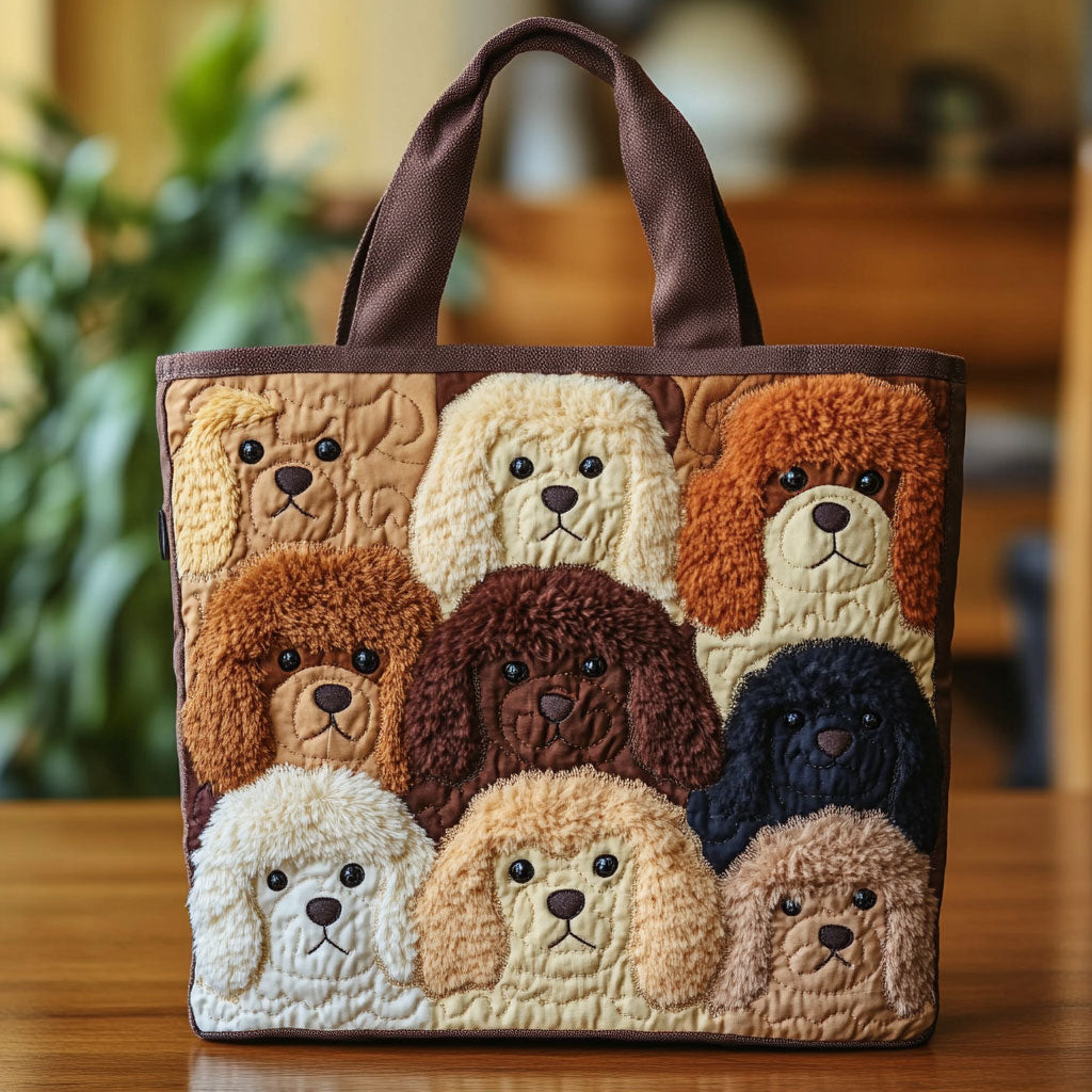 Bolso Tote Acolchado con Encanto de Poodle