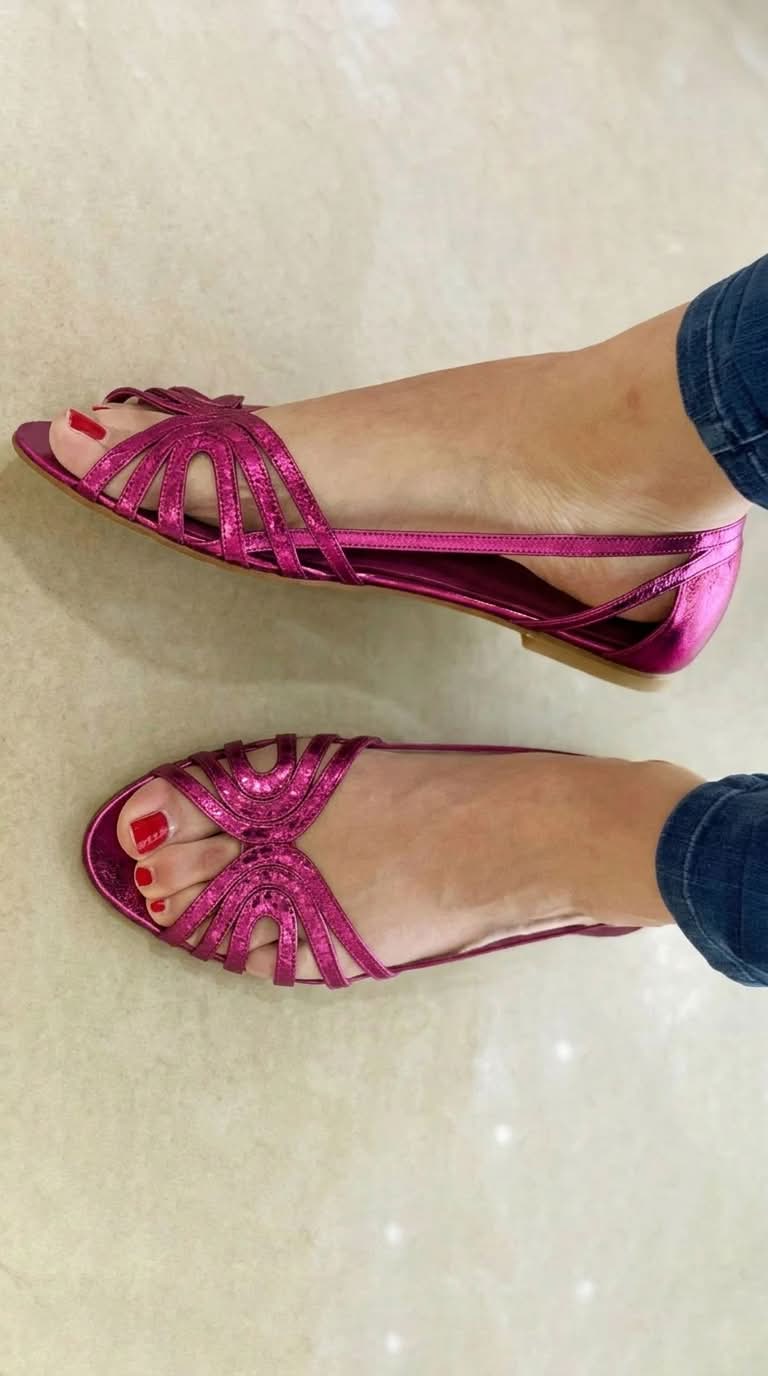 Adrienne - Metallic Strappy Flat Sandals