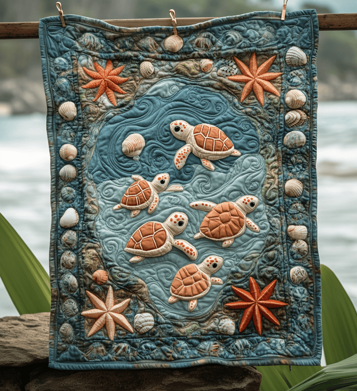 Turtles Art Quilt Wall Hanging