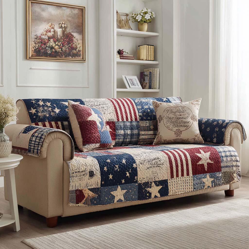 Classic Stars Quilted Sofa Cover