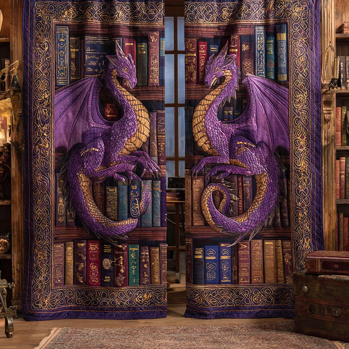 Amethyst Royal Dragons Quilted Curtains